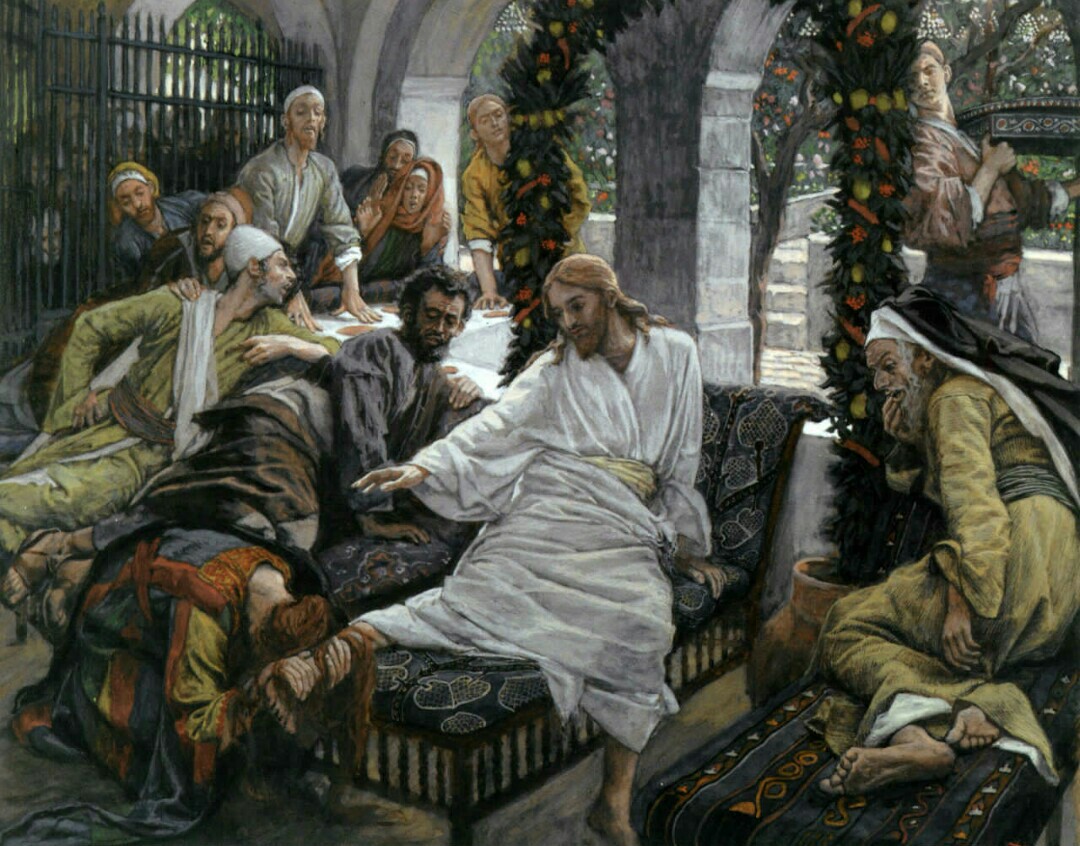 Phillip Medhurst presents 234/392 the James Tissot Jesus c 1896 The Sinful Woman Anointing Jesus’s Feet Luke 7:36-38 – Picture Stories from the Bible