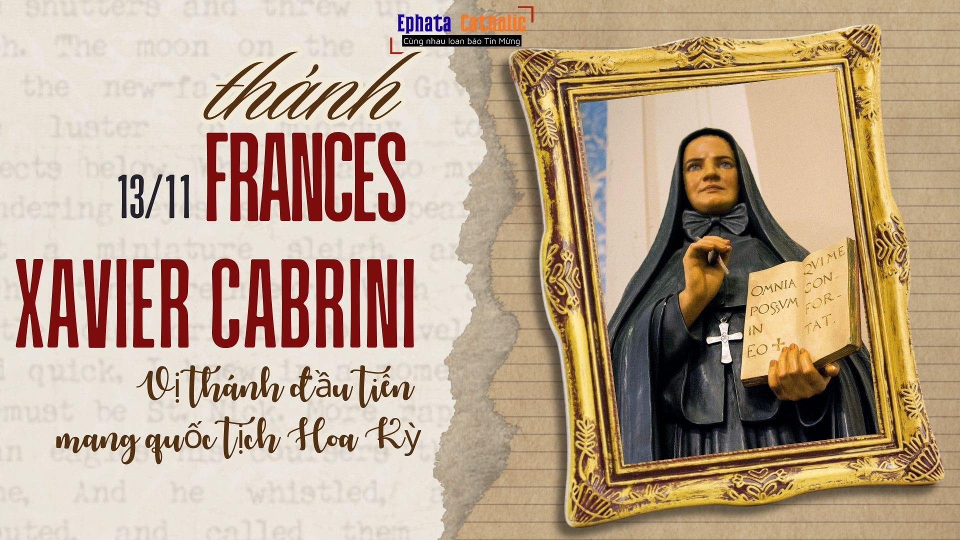 Ngày 13/11: Thánh Nữ Frances Xavier Cabrini – Vị thánh đầu tiên mang quốc tịch Hoa Kỳ